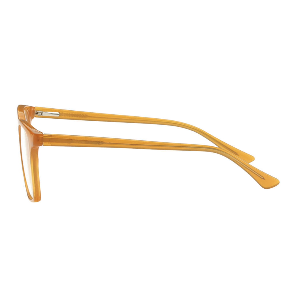 caramel horn rimmed square glasses with metal bridge temple view
