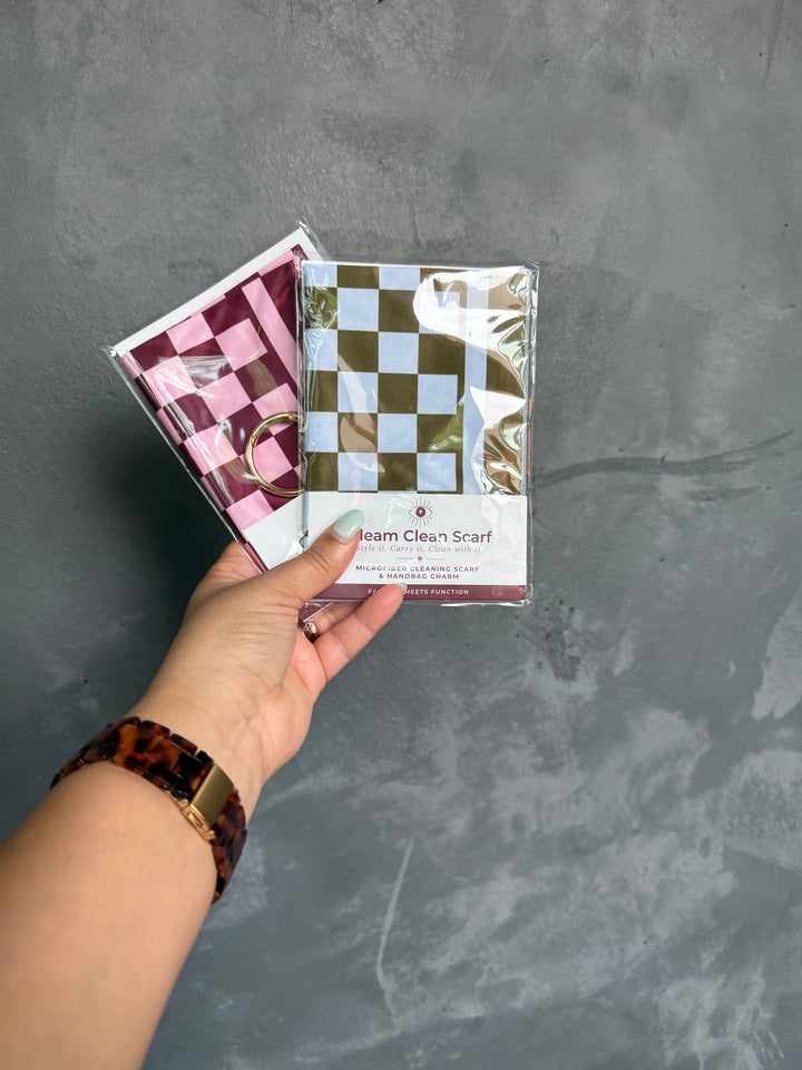 GLEAM Clean Scarf | Burgundy Checkered