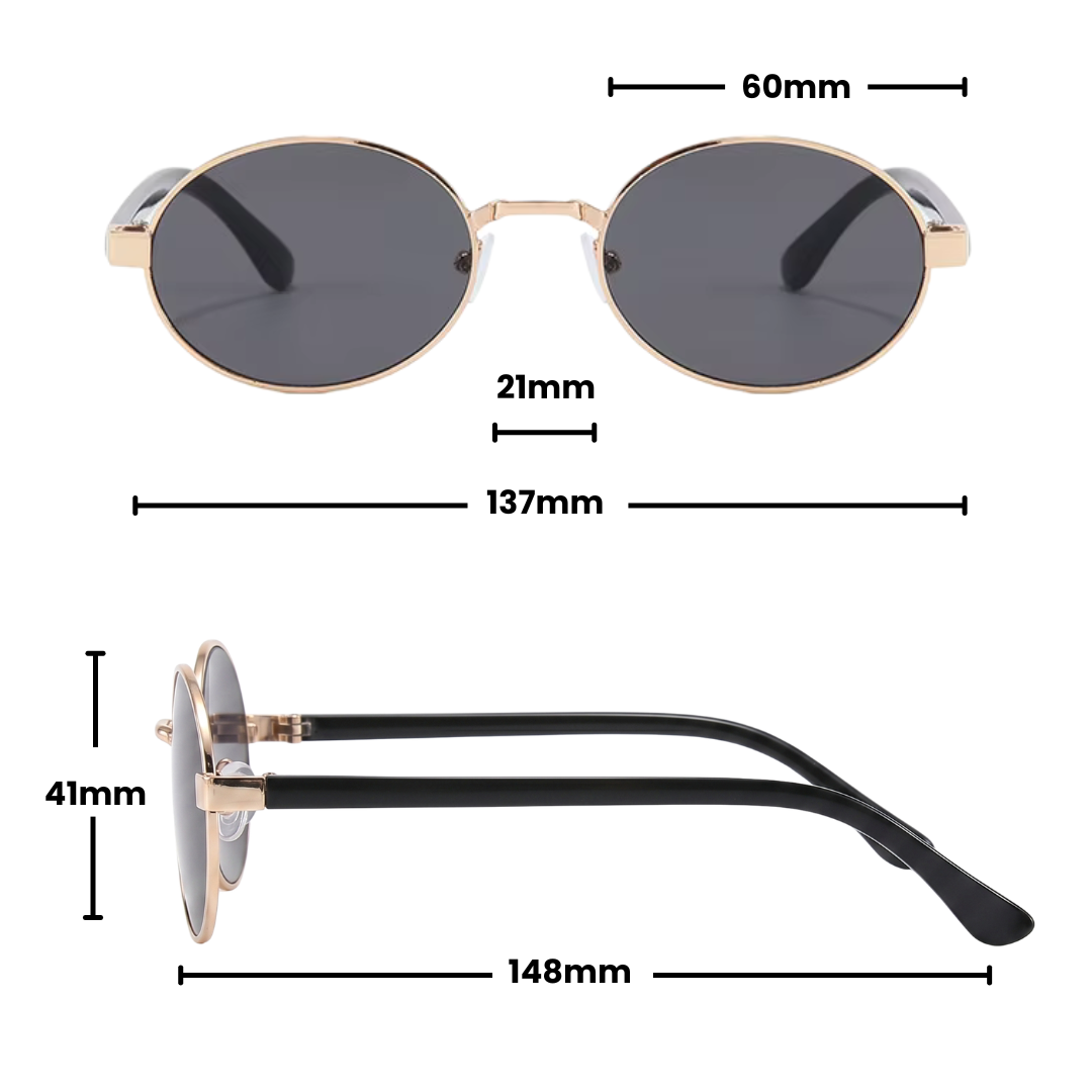 Gleam Eyewear | Diana Sunglasses | Oval Black Lens