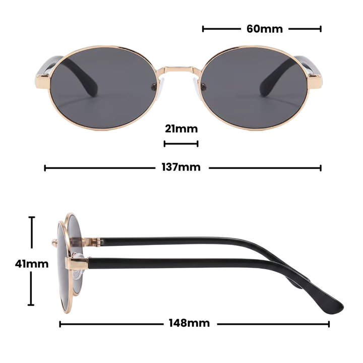 Gleam Eyewear | Diana Sunglasses | Oval Black Lens