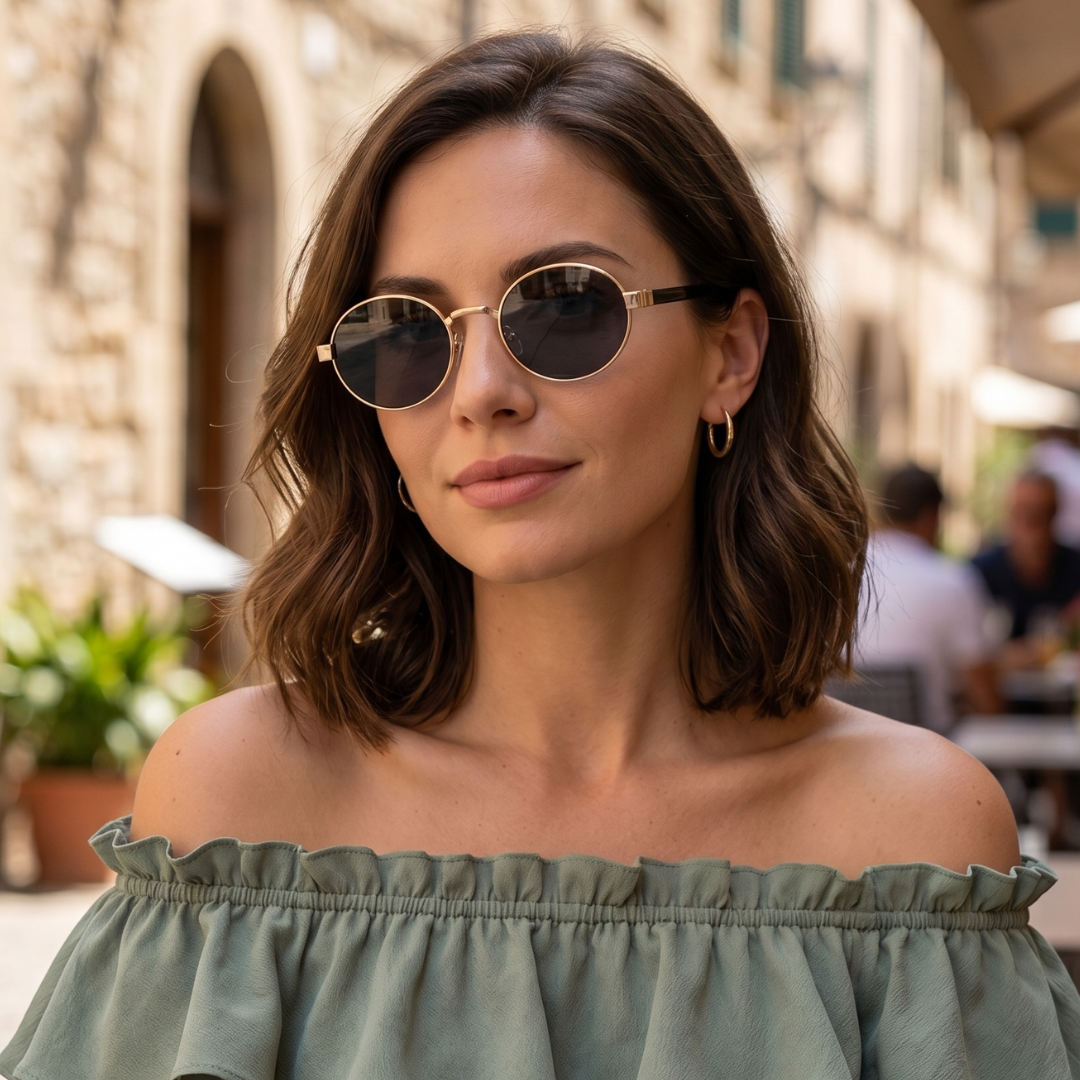 Gleam Eyewear | Diana Sunglasses | Oval Black Lens