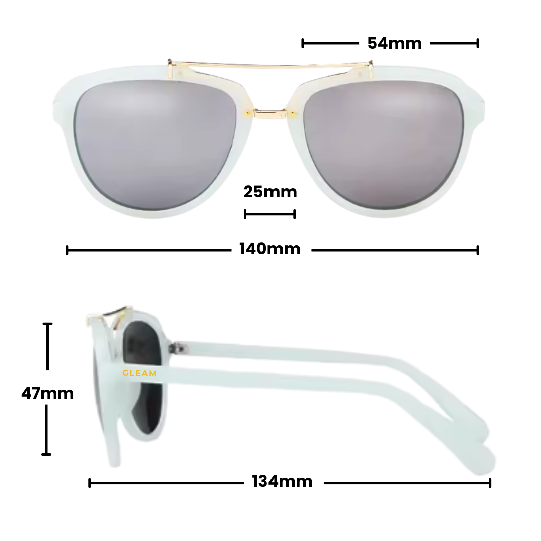 Gleam Eyewear | EILEEN SUNGLASSES Light Blue Mirrored Lens