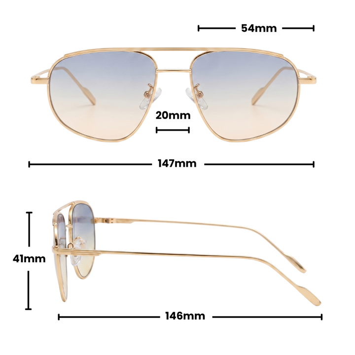 BILLIE SUNGLASSES | Gold & Blue Lens - Gleam Eyewear | Sunglasses