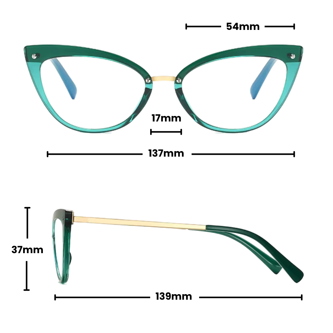 LANA PRESCRIPTION | Green Gold - Gleam Eyewear | Prescription Glasses Dimensions