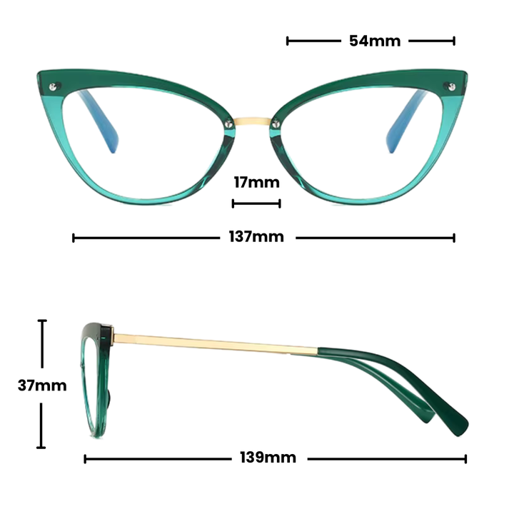 LANA PRESCRIPTION | Green Gold - Gleam Eyewear | Prescription Glasses Dimensions