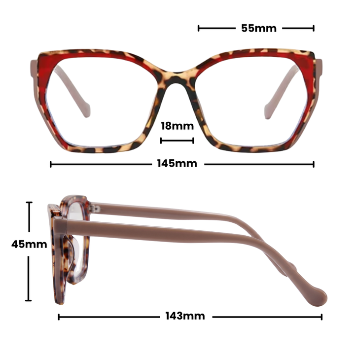 LUCILLE | Red Leopard - Gleam Eyewear | Blue Light Blocking Glasses