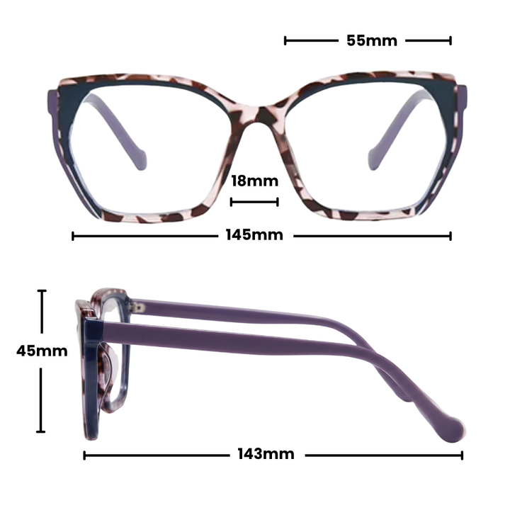 LUCILLE PRESCRIPTION | Blue Leopard Purple - Gleam Eyewear | Prescription Glasses