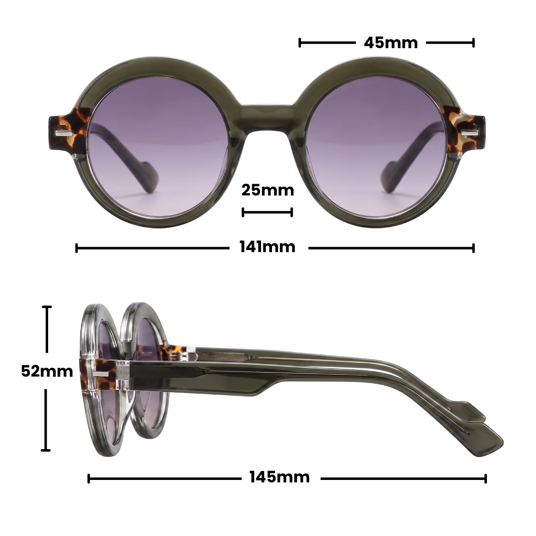 JAQUELINE ROUND SUNGLASSES | Green Tortoise