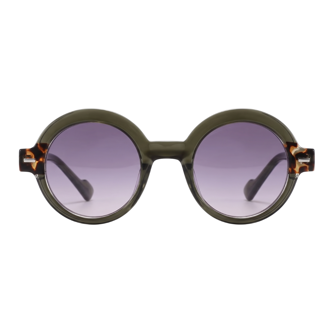 JAQUELINE ROUND SUNGLASSES | Green Tortoise