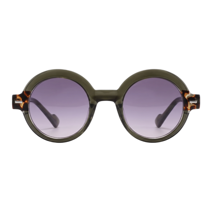 JAQUELINE ROUND SUNGLASSES | Green Tortoise