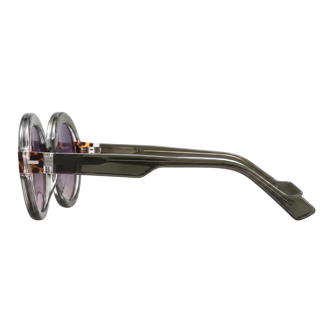 JAQUELINE ROUND SUNGLASSES | Green Tortoise