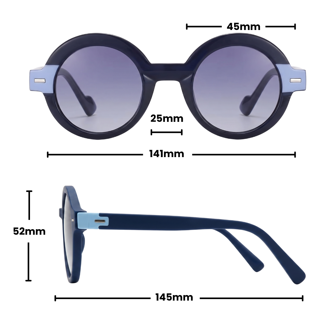 JAQUELINE ROUND SUNGLASSES | Navy Blue - Gleam Eyewear | UV Protection Sunglasses
