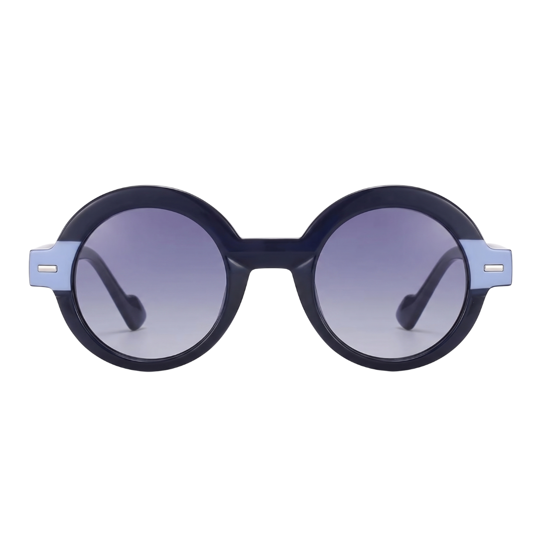 JAQUELINE ROUND SUNGLASSES | Navy Blue - Gleam Eyewear | UV Protection Sunglasses