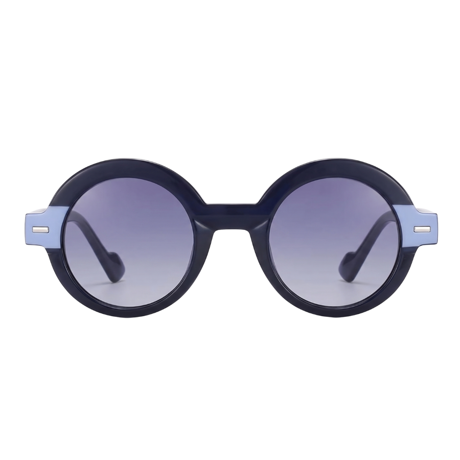 JAQUELINE ROUND SUNGLASSES | Navy Blue - Gleam Eyewear | UV Protection Sunglasses