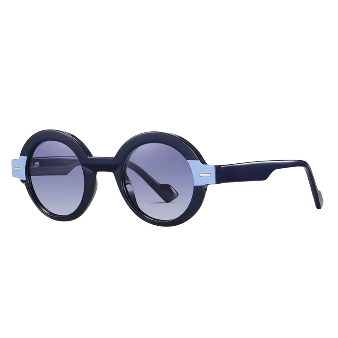 JAQUELINE ROUND SUNGLASSES | Navy Blue - Gleam Eyewear | UV Protection Sunglasses