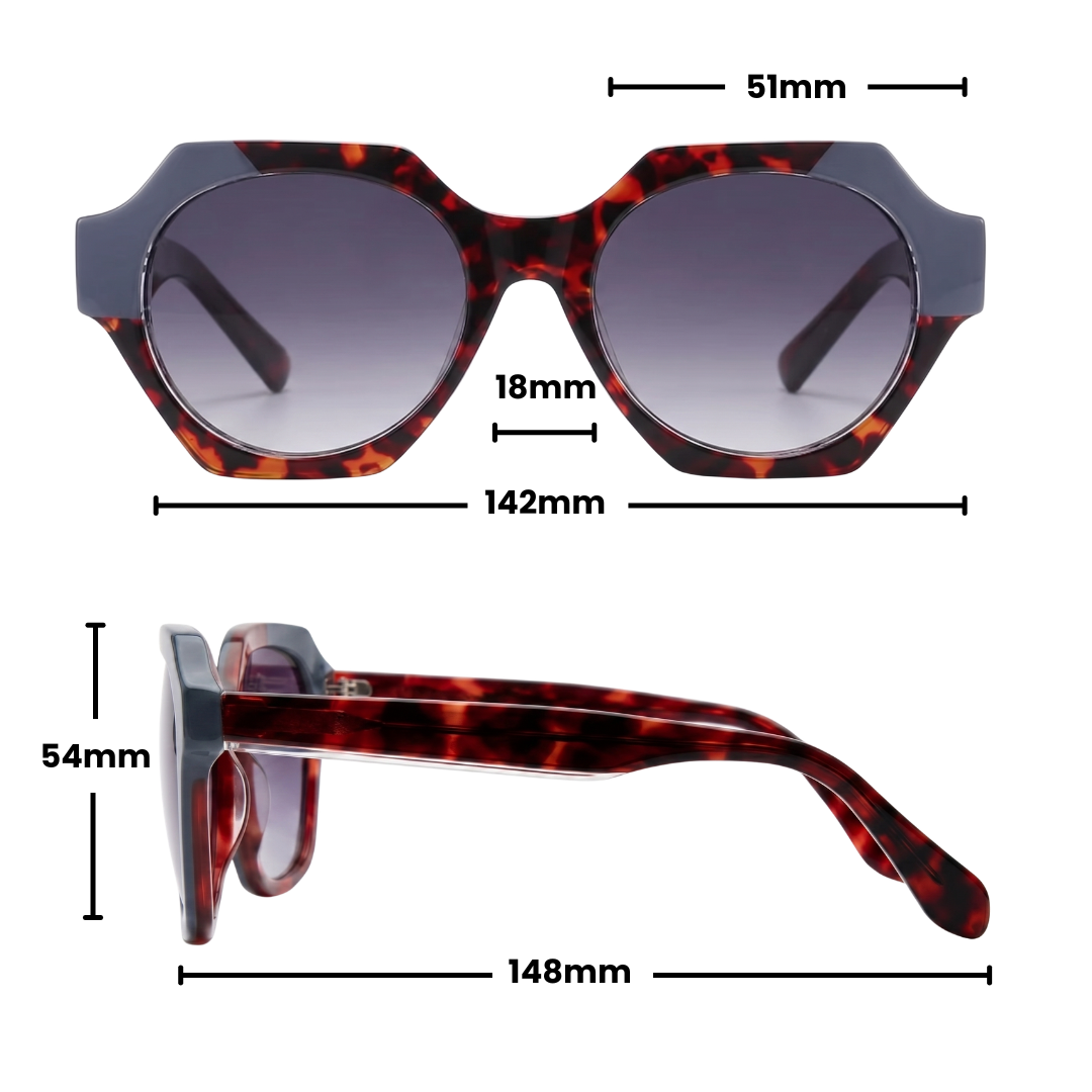 JAQUELINE GEOMETRIC SUNGLASSES | Red Tortoise - Gleam Eyewear | UV Protection Sunglasses