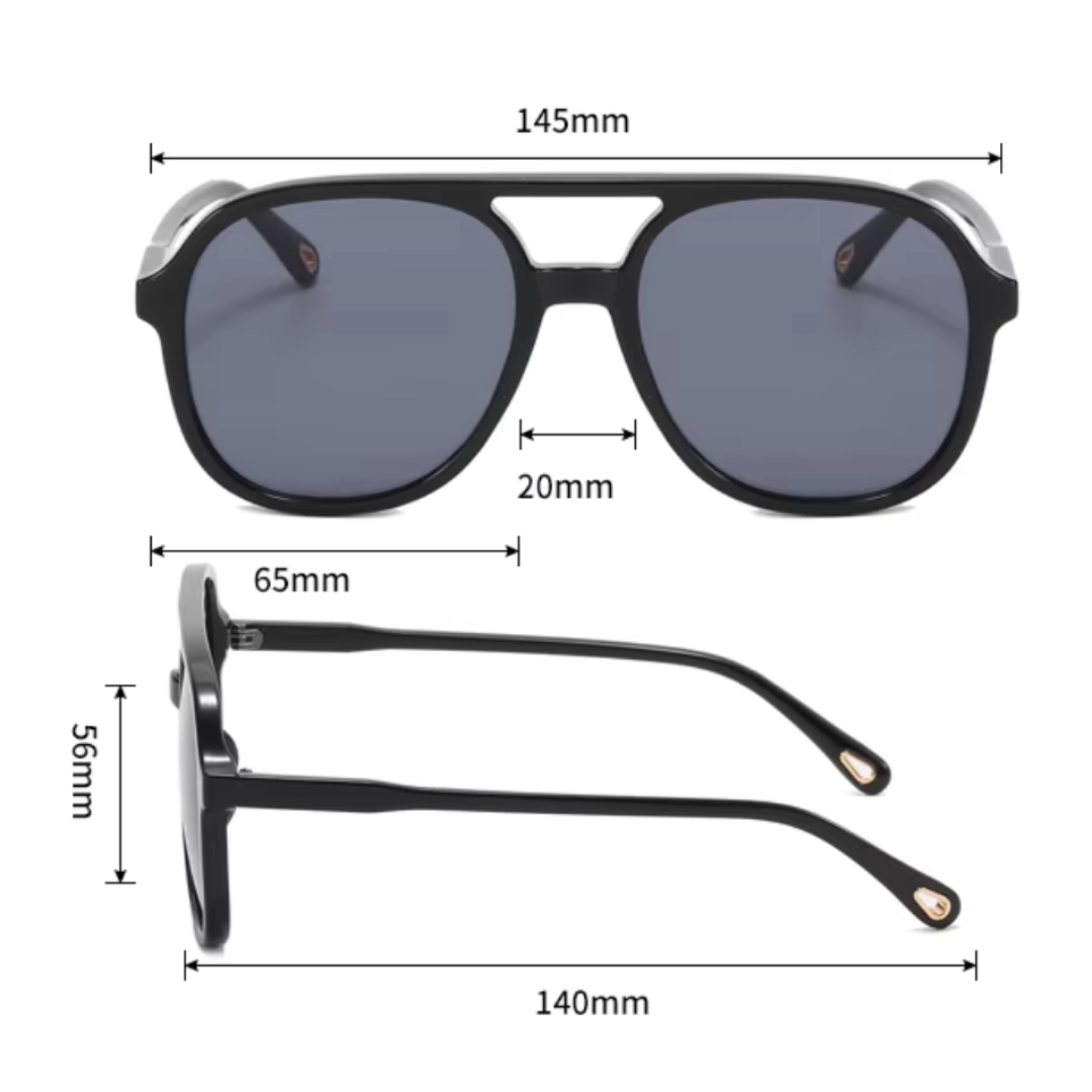 Gloria Sunglasses | Black | Dimensions