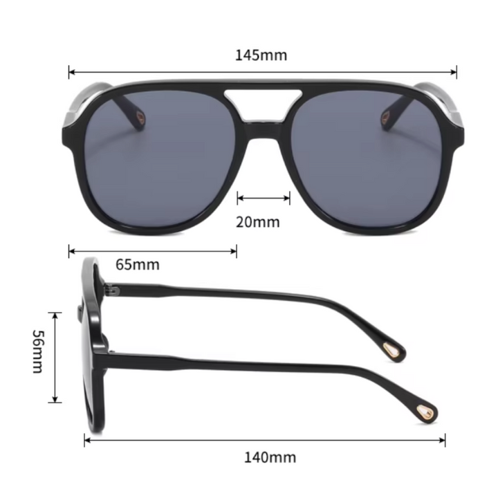 Gloria Sunglasses | Black | Dimensions