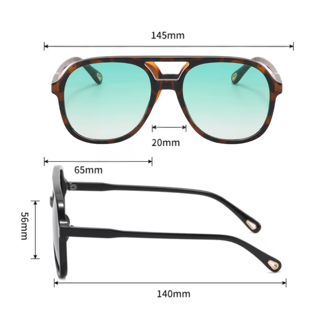Gloria Sunglasses | Teal Tortoise | Dimensions