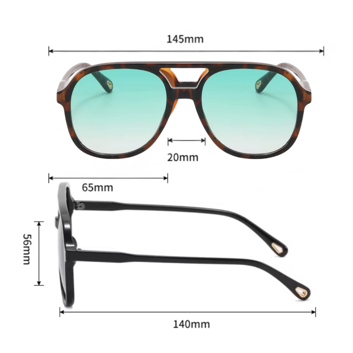 Gloria Sunglasses | Teal Tortoise | Dimensions