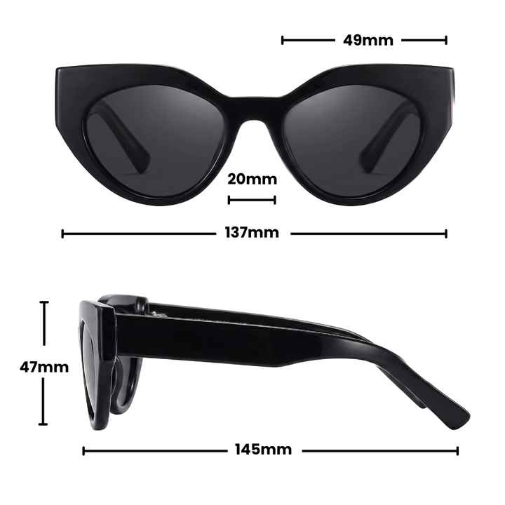 JAQUELINE CAT-EYE SUNGLASSES | Black - Gleam Eyewear | UV Protection Sunglasses