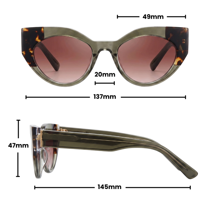 JAQUELINE CAT-EYE SUNGLASSES | Green Tortoise - Gleam Eyewear | UV Protection Sunglasses