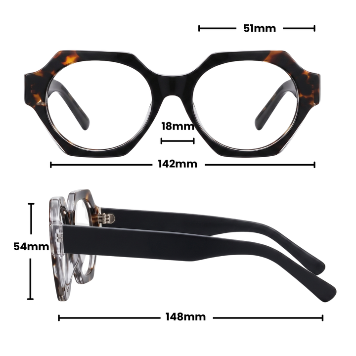 JAQUELINE GEOMETRIC PRESCRIPTION | Black Tortoise - Gleam Eyewear | Prescription Glasses
