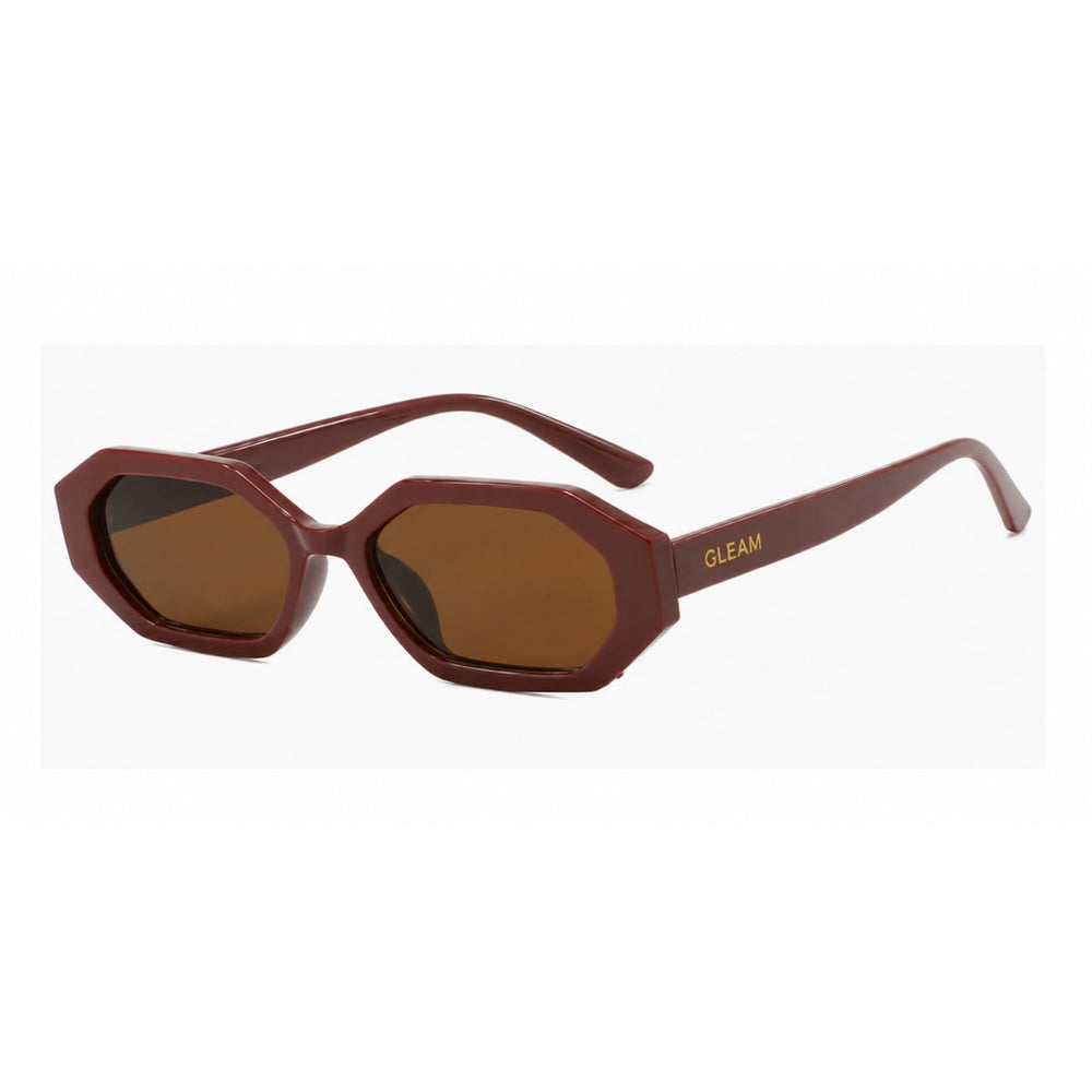 Nina Burgundy geometric sunglasses, angled view