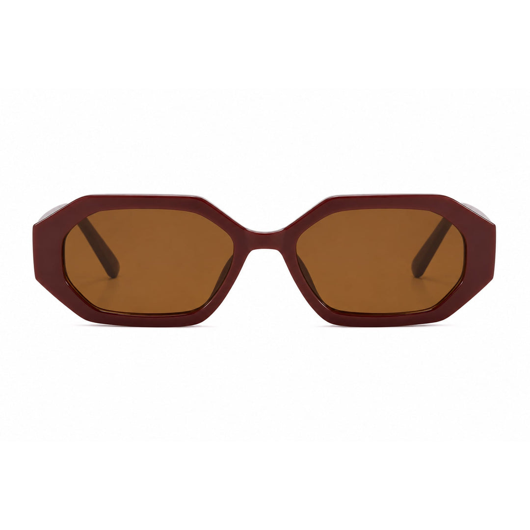 Nina Burgundy geometric sunglasses, front view