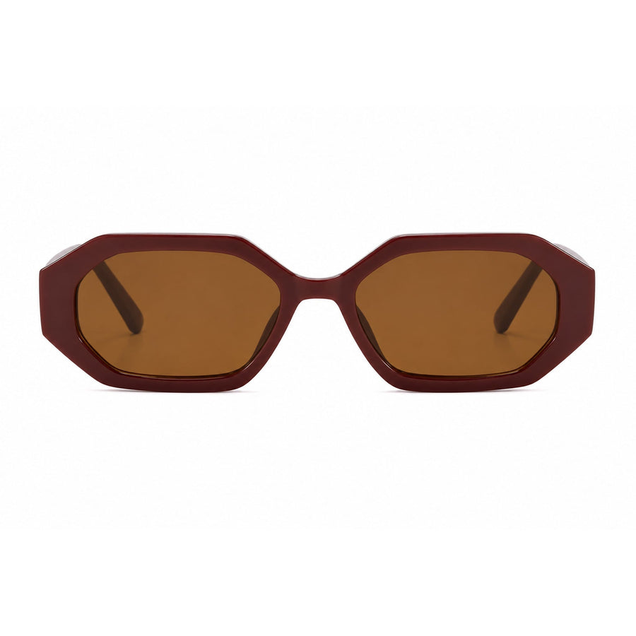 Nina Burgundy geometric sunglasses, front view