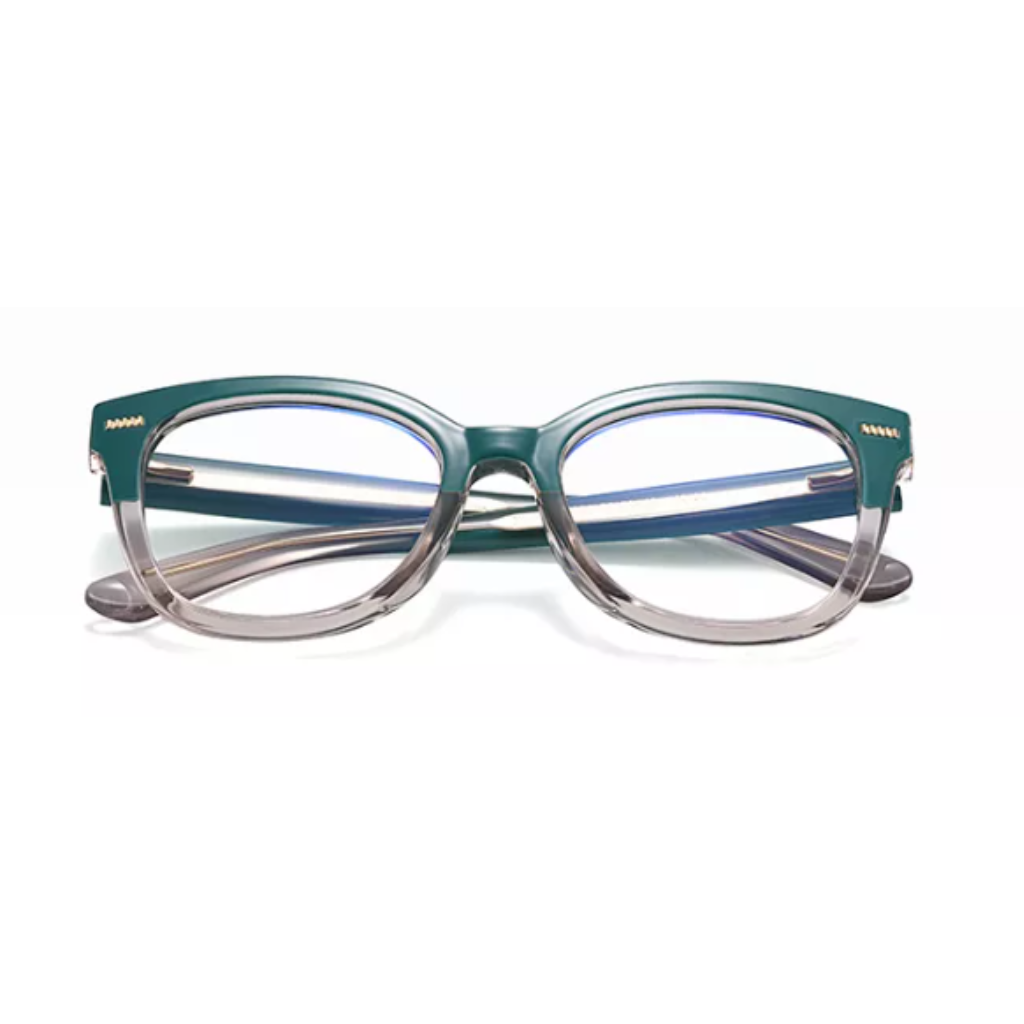Front View of Teal Blue Light-Blocking Sunglasses