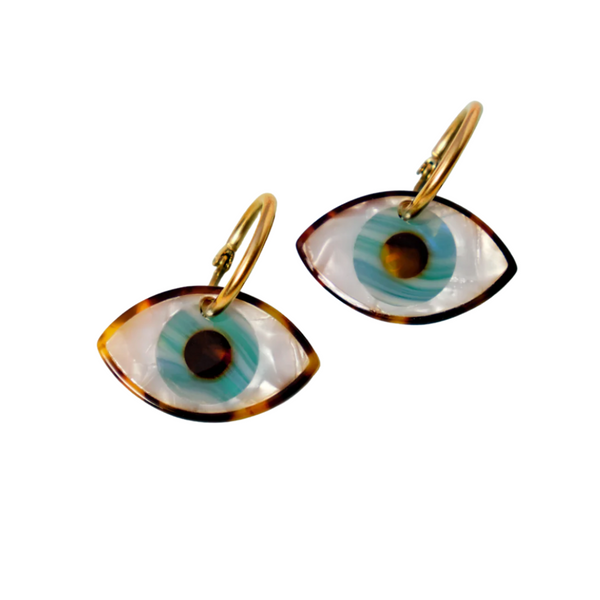 Evil eye earrings gold online